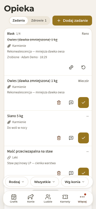 podgląd · Opieka