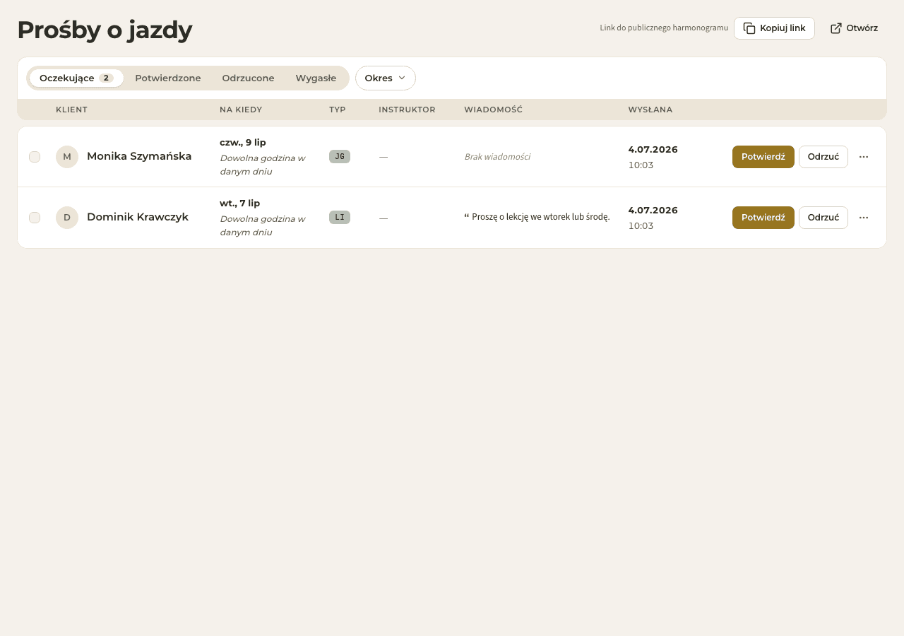 podgląd · Prośby